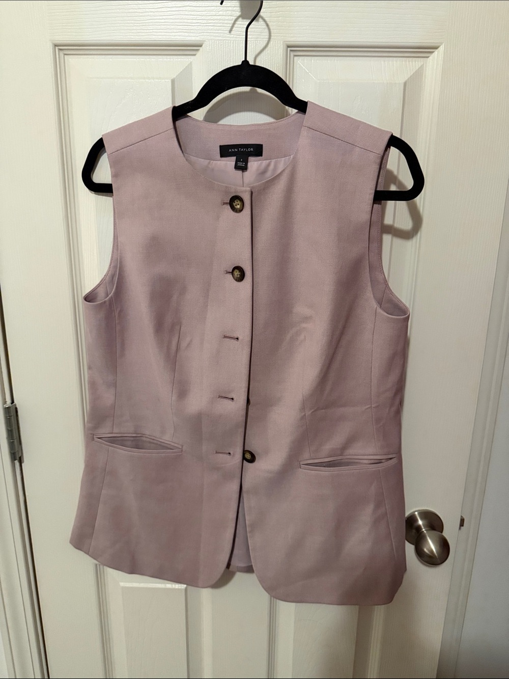 Ann Taylor Mauve Sleeveless Button Front Vest